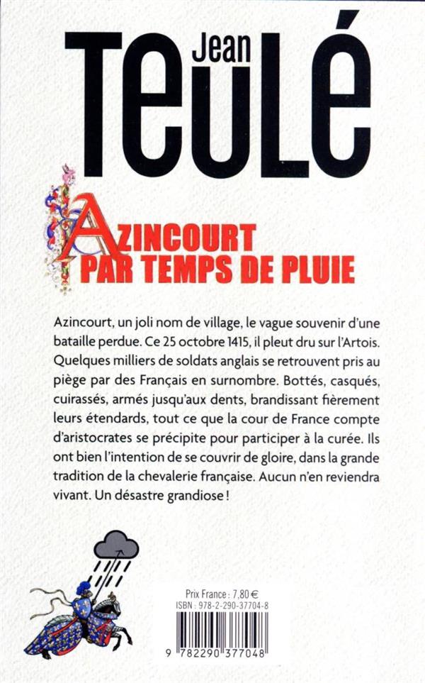 Quatrième de couverture de « AZINCOURT PAR TEMPS DE PLUIE »