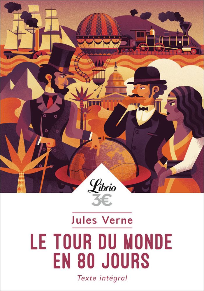 Couverture du livre « Le tour du monde en 80 jours » de Jules Verne, librairie Les Contes Infusés à Corte