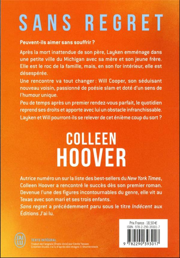 Quatrième de couverture de « Sans regret »