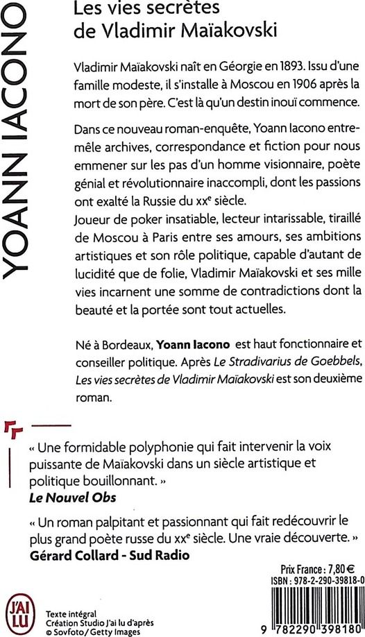 Quatrième de couverture de « Les vies secrètes de Vladimir Maïakovski : roman »