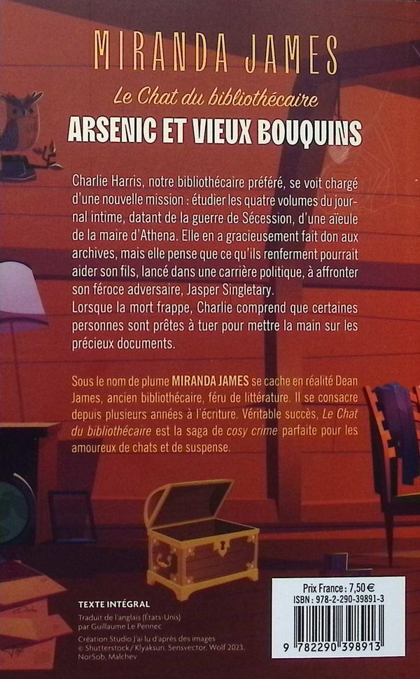 Quatrième de couverture de « Arsenic et vieux bouquins »