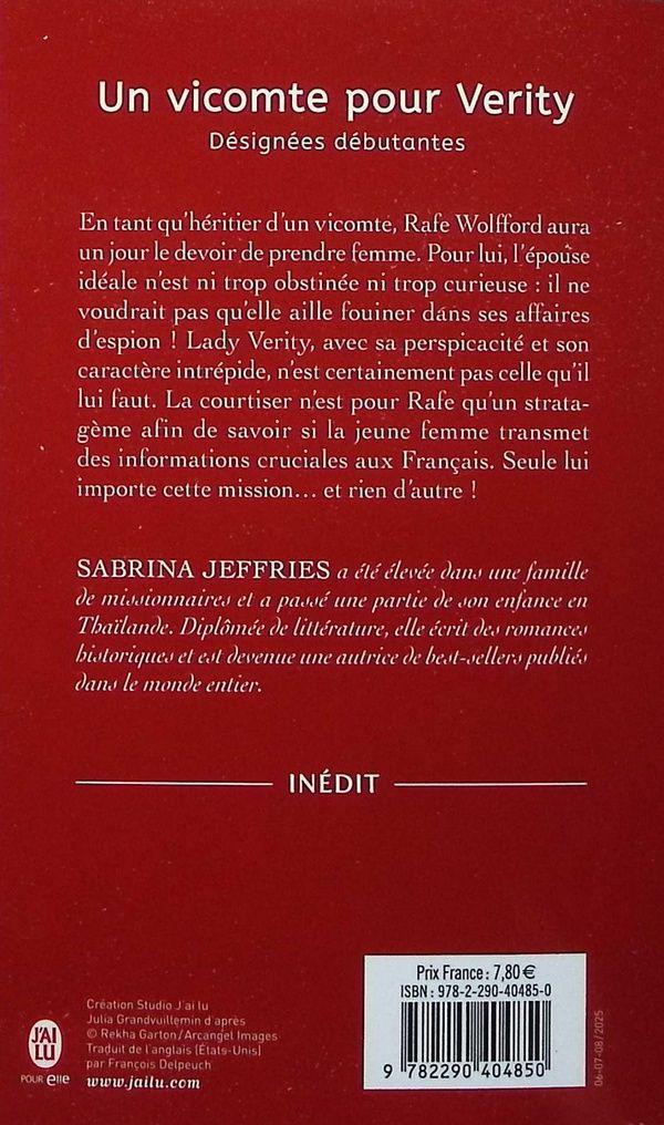 Quatrième de couverture de « Un vicomte pour Verity »