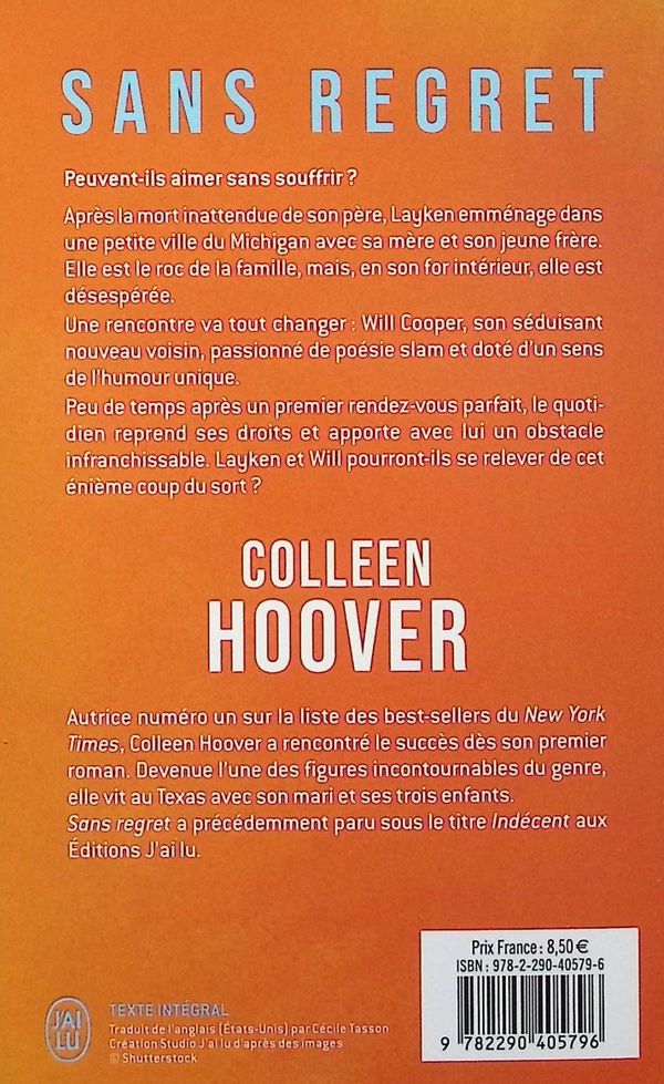 Quatrième de couverture de « Sans regret »