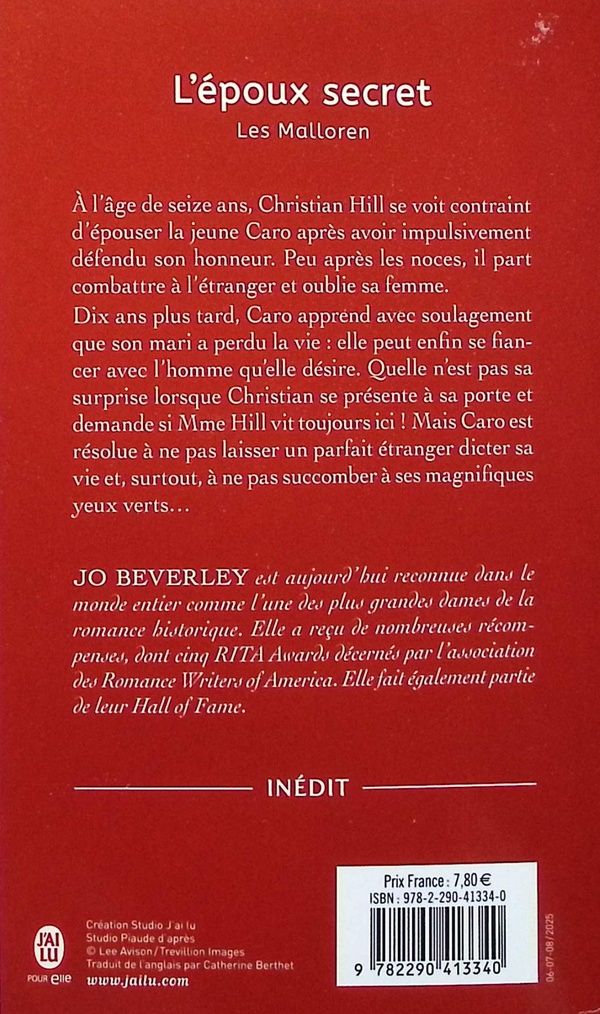 Quatrième de couverture de « L'époux secret »