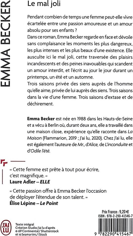 Quatrième de couverture de « Le mal joli : roman »