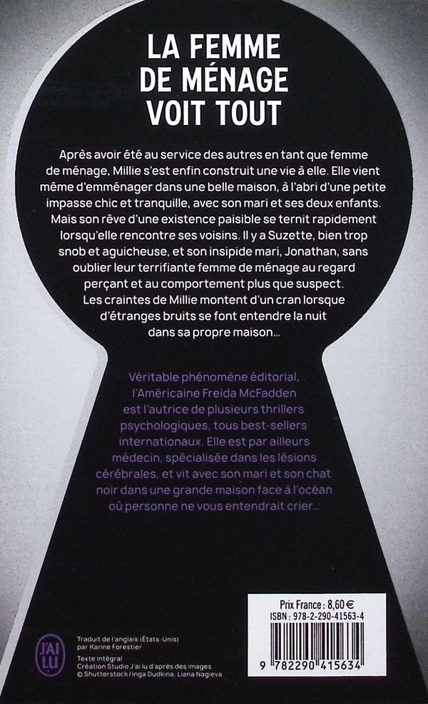 Quatrième de couverture de « LA FEMME DE MENAGE VOIT TOUT »