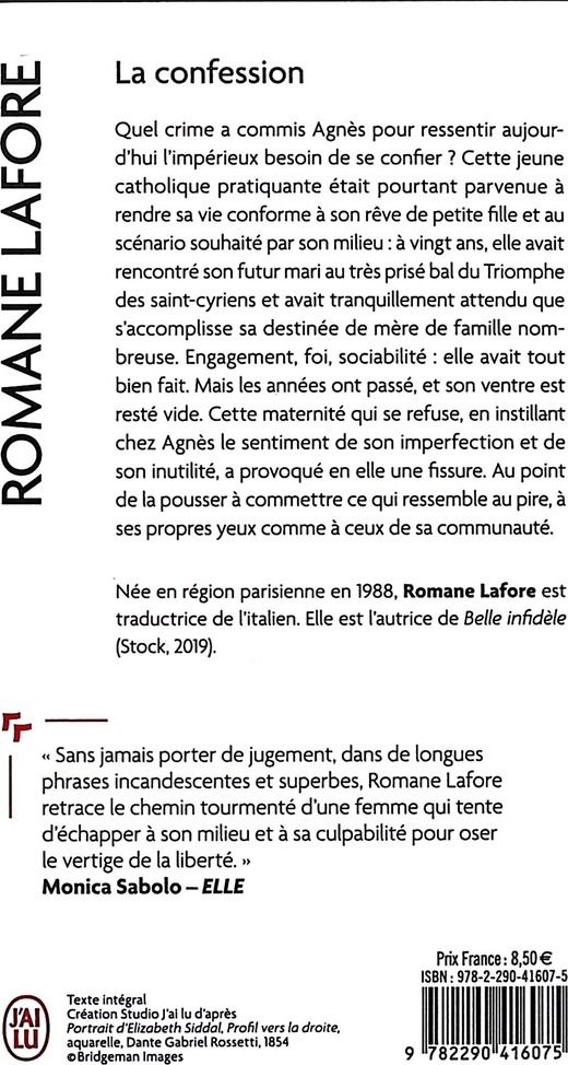 Quatrième de couverture de « La confession : roman »