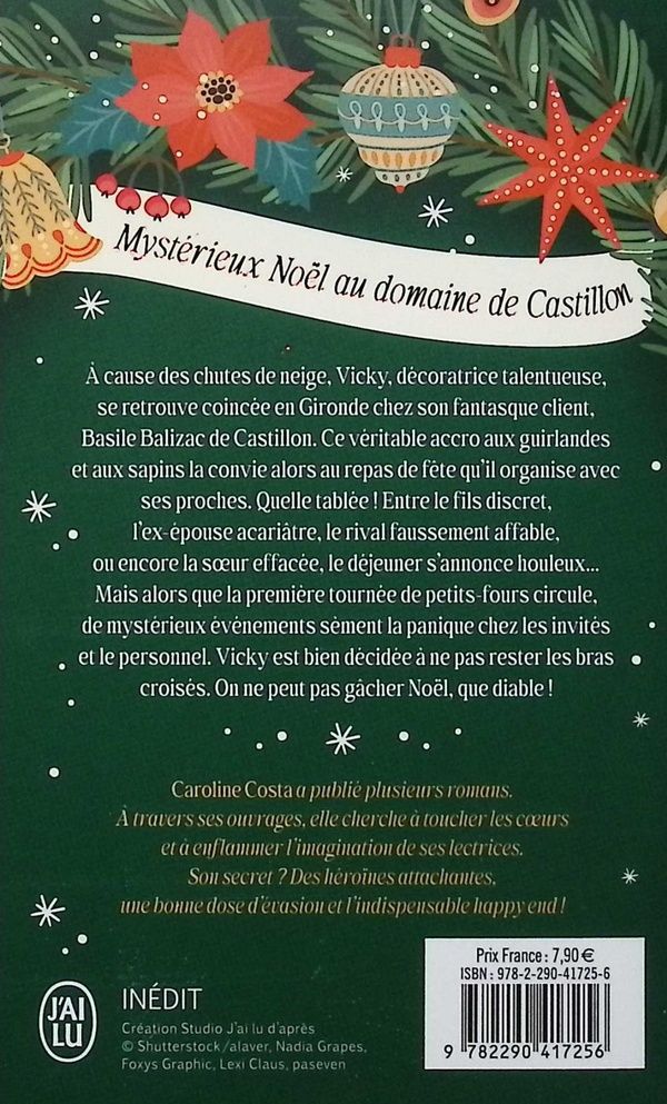 Quatrième de couverture de « MYSTERIEUX NOEL AU DOMAINE DE CASTILLON »