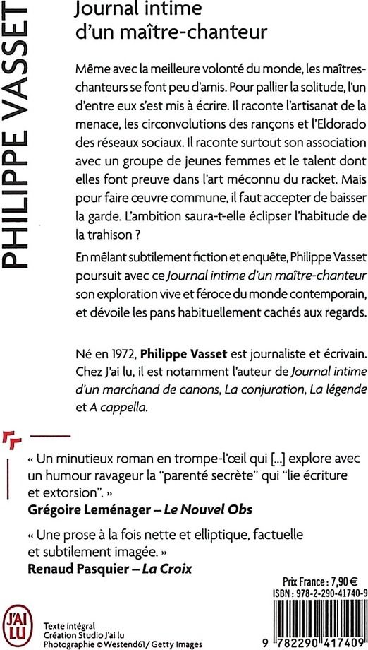 Quatrième de couverture de « Journal intime d'un maître-chanteur : roman »
