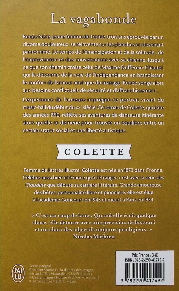 Quatrième de couverture de « La vagabonde : roman »
