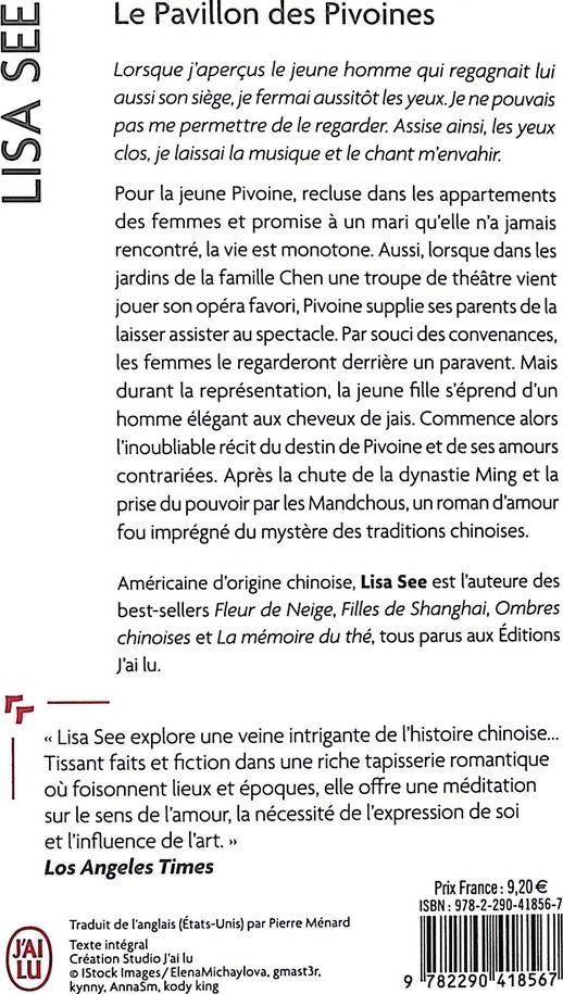 Quatrième de couverture de « Le pavillon des pivoines : roman »