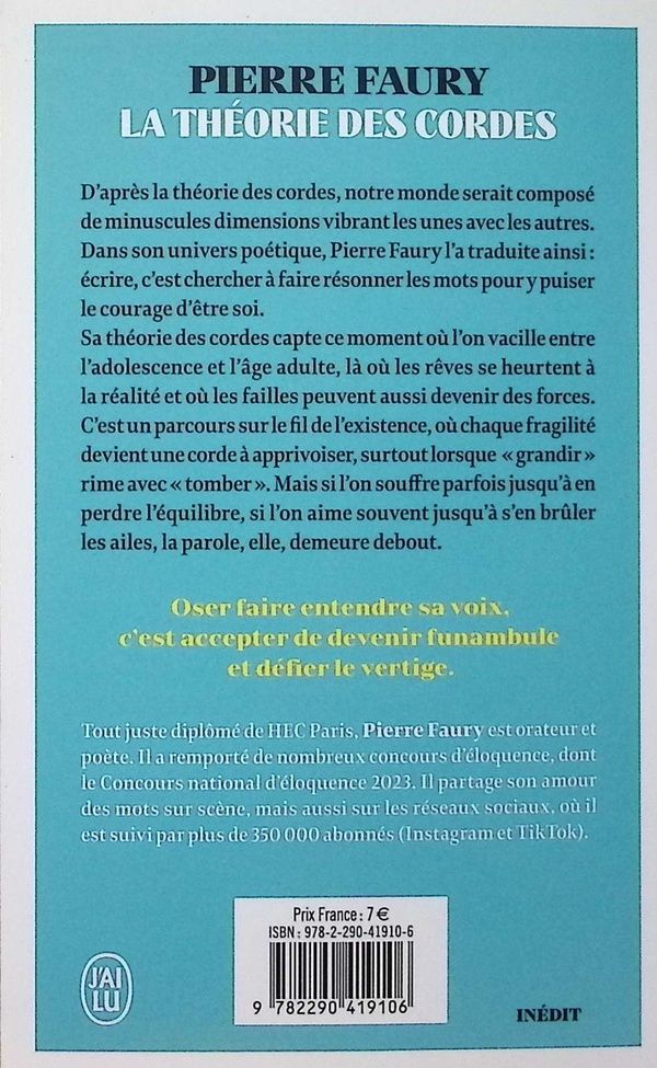 Quatrième de couverture de « La théorie des cordes : poèmes funambules »