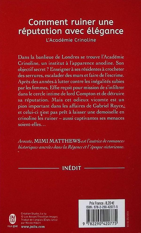 Quatrième de couverture de « Comment ruiner une réputation avec élégance »