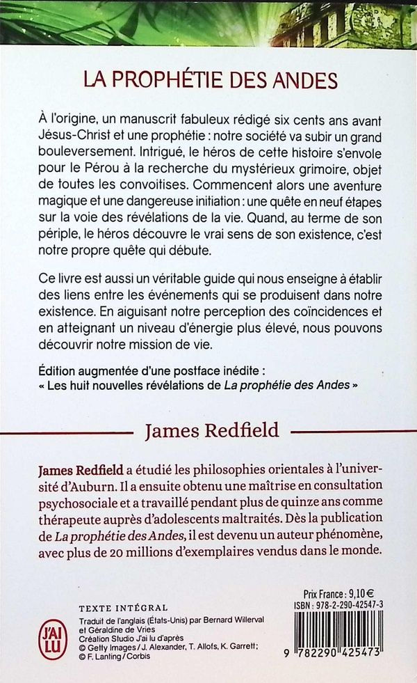 Quatrième de couverture de « La prophétie des Andes »