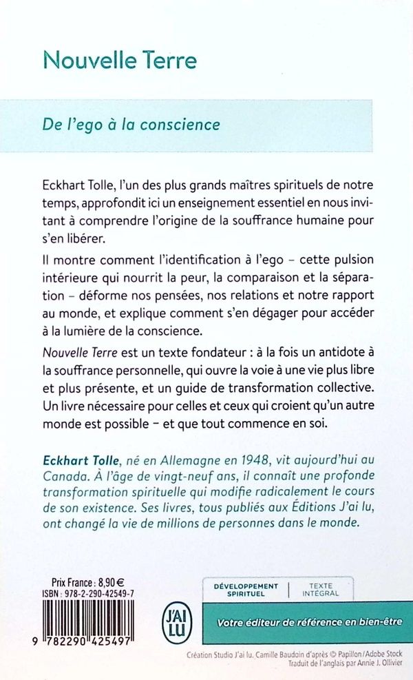 Quatrième de couverture de « Nouvelle Terre : de l'Égo à la la conscience »