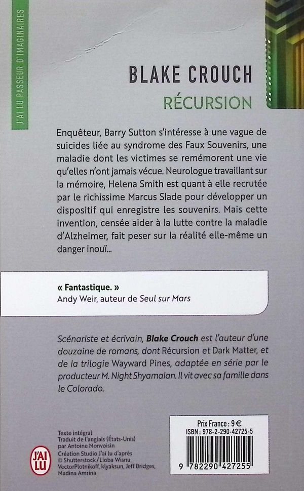Quatrième de couverture de « Récursion : roman »