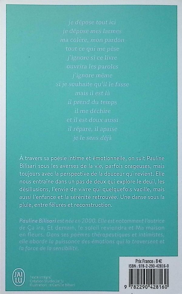 Quatrième de couverture de « Danser sous la pluie : poèmes thérapeutiques »
