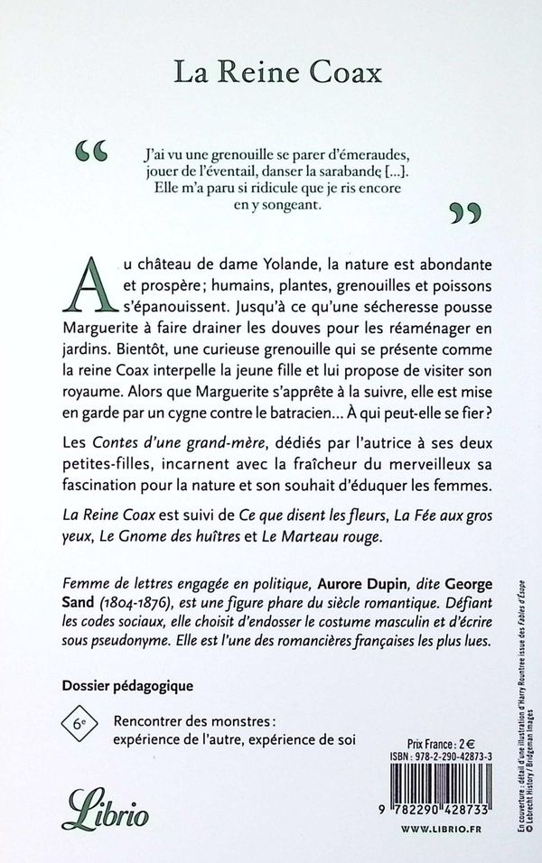 Quatrième de couverture de « La reine Coax : et autres contes »