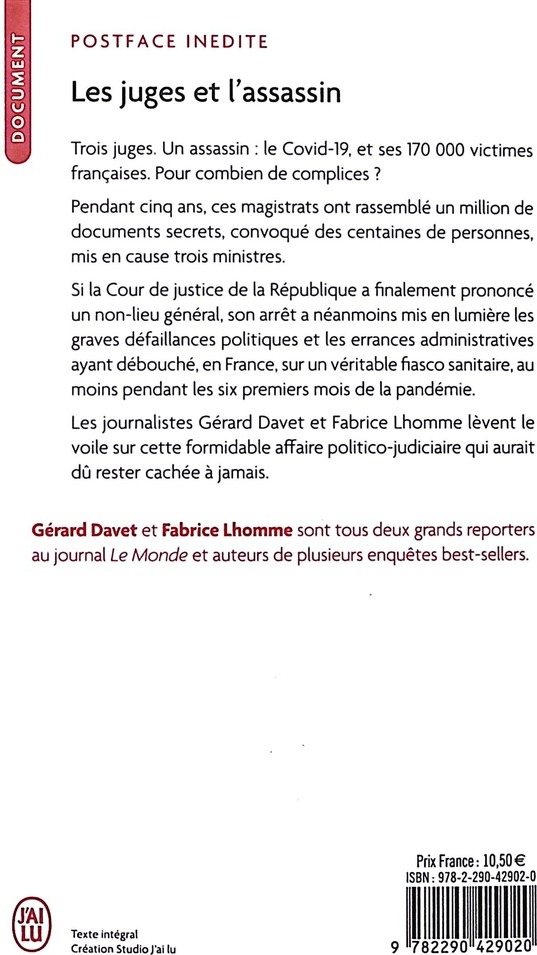 Quatrième de couverture de « Les juges et l'assassin »