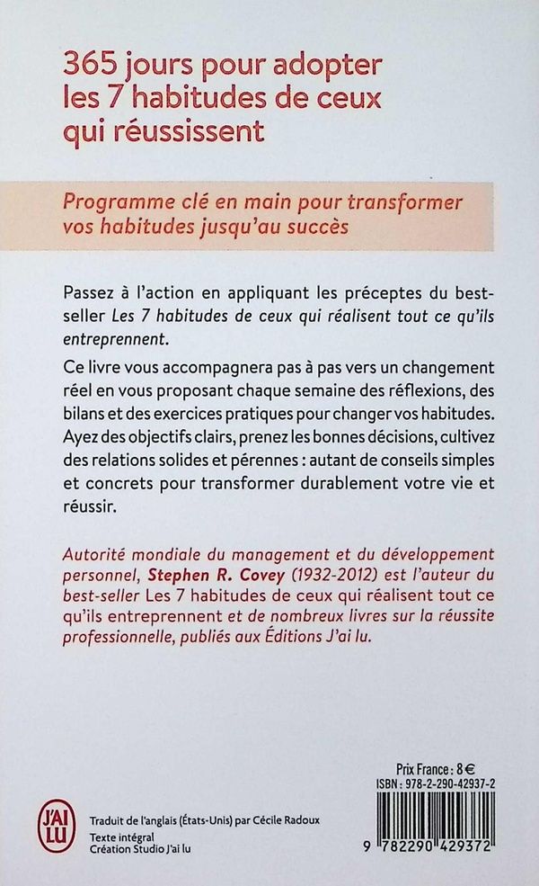 Quatrième de couverture de « 365 jours pour adopter les 7 habitudes de ceux qui réussissent »