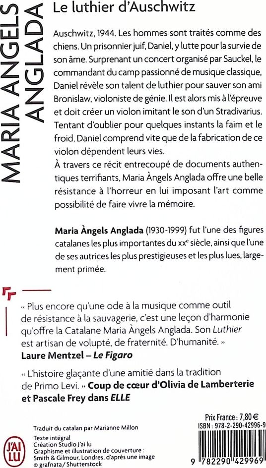 Quatrième de couverture de « Le luthier d'Auschwitz »