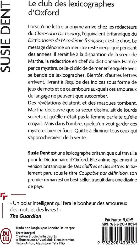 Quatrième de couverture de « Le club des lexicographes d'Oxford : roman »