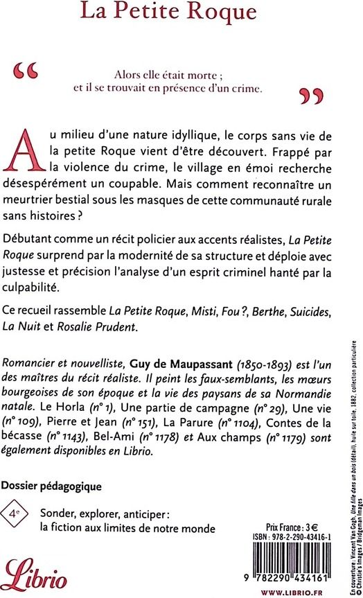 Quatrième de couverture de « La petite Rocque : et autres contes noirs »