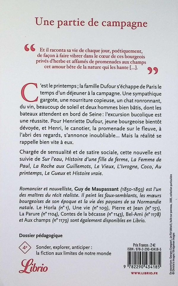 Quatrième de couverture de « Une partie de campagne »
