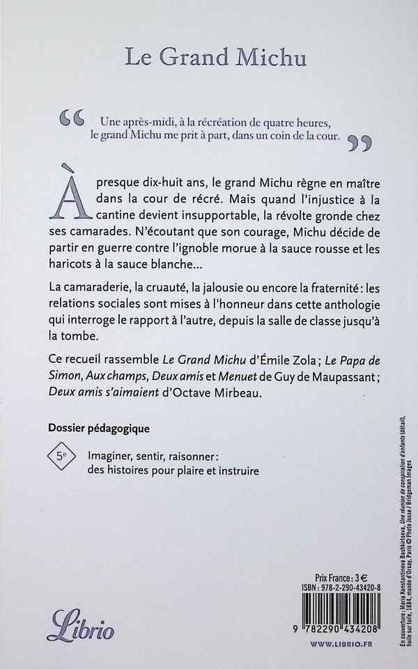 Quatrième de couverture de « Le grand Michu : et autres histoires d'amitié »