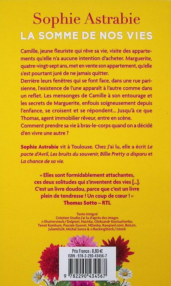 Quatrième de couverture de « LA SOMME DE NOS VIES »