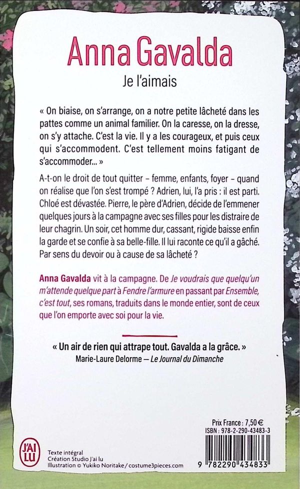 Quatrième de couverture de « Je l'aimais »