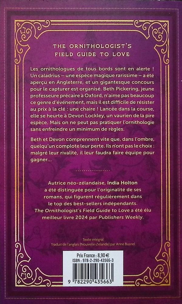 Quatrième de couverture de « THE ORNITHOLOGIST'S FIELD GUIDE TO LOVE »
