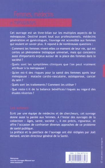 Quatrième de couverture de « FEMMES, MEDECINS ET MENOPAUSES »
