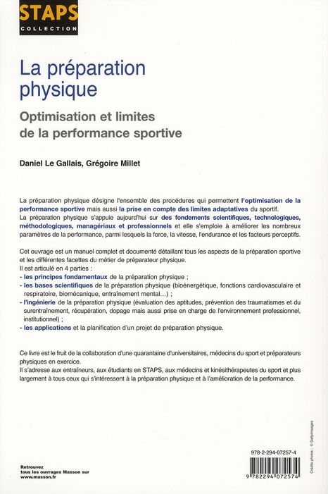 Quatrième de couverture de « LA PREPARATION PHYSIQUE - OPTIMISATION DES PERFORMANCES SPORTIVES »
