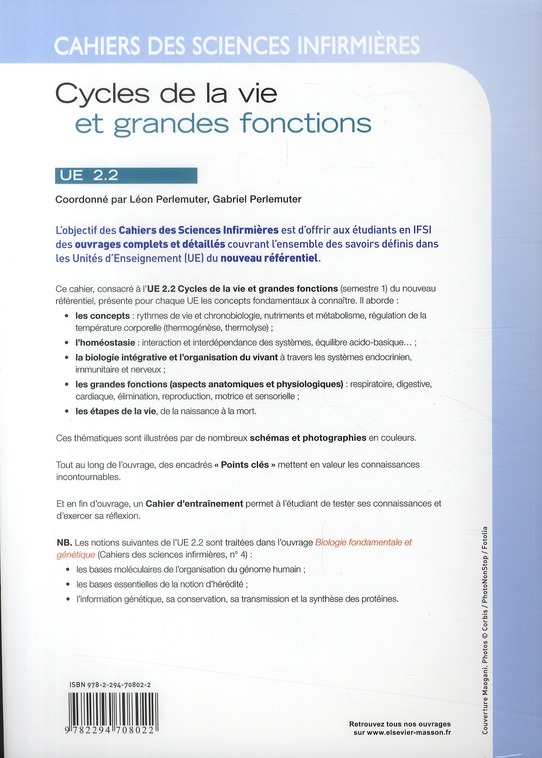 Quatrième de couverture de « CYCLES DE LA VIE ET GRANDES FONCTIONS - UNITE D'ENSEIGNEMENT 2.2 »