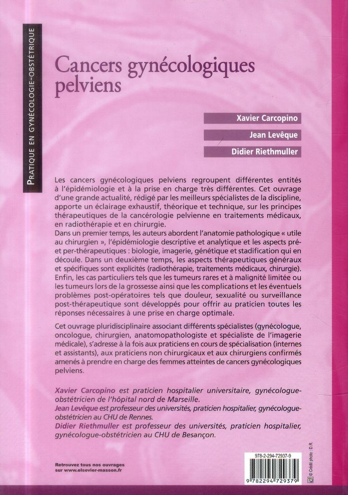 Quatrième de couverture de « CANCERS GYNECOLOGIQUES PELVIENS »