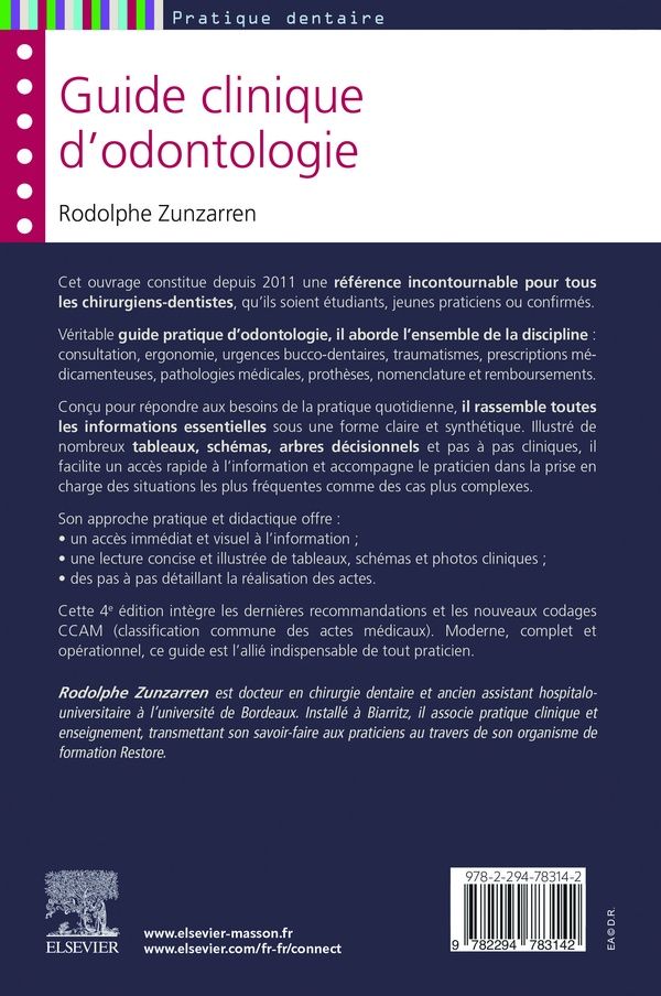 Quatrième de couverture de « Guide clinique d'odontologie »