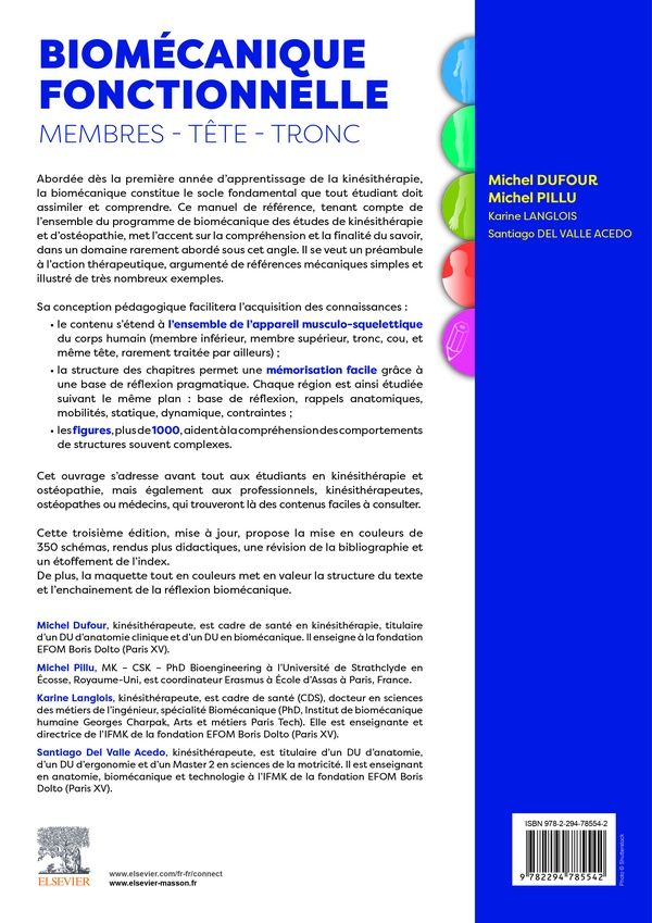 Quatrième de couverture de « Biomécanique fonctionnelle : membres, tête, tronc »