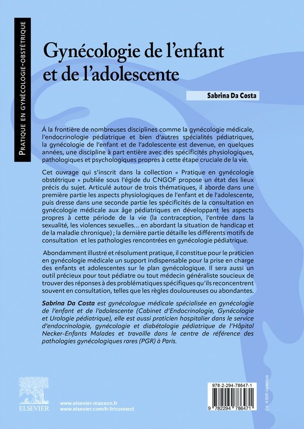 Quatrième de couverture de « Gynécologie de l'enfant et de l'adolescente »