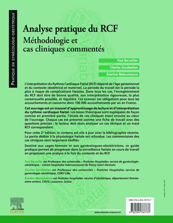 Quatrième de couverture de « Analyse pratique du RCF : méthodologie et cas cliniques commentés »