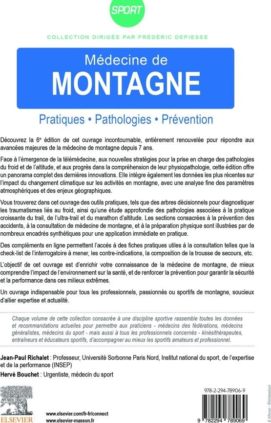 Quatrième de couverture de « Médecine de montagne : alpinisme et sports de montagne »