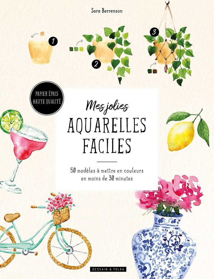 Couverture du livre « MES JOLIES AQUARELLES FACILES », librairie Les Contes Infusés à Corte