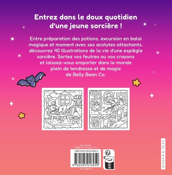 Quatrième de couverture de « COSY WITCHY - BELLY BEAN - COLORIAGES MIGNONS PLEINS DE MAGIE - COSY COLO »