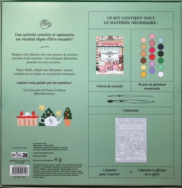 Quatrième de couverture de « MON KIT : LA JOLIE BOUTIQUE DE NOEL PEINTURE AU NUMERO »