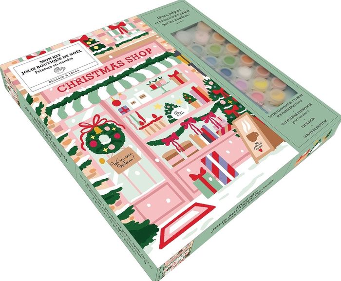 Couverture du livre « MON KIT : LA JOLIE BOUTIQUE DE NOEL PEINTURE AU NUMERO », librairie Les Contes Infusés à Corte