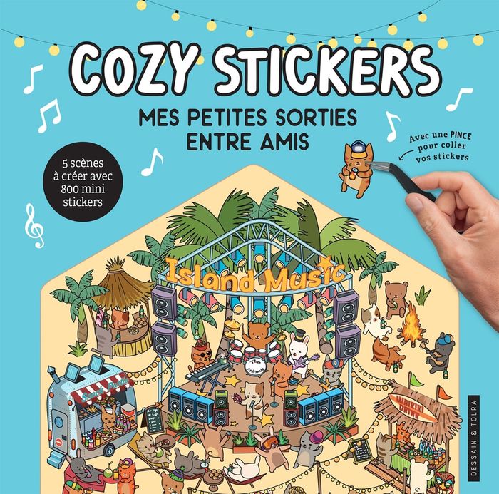 Couverture du livre « COZY STICKERS - MES PETITES SORTIES ENTRE AMIS - 5 SCENES A CREER AVEC 800 MINI STICKERS » de Alain Boyer, librairie Les Contes Infusés à Corte