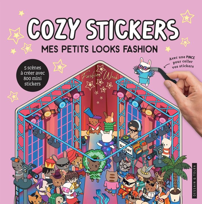 Couverture du livre « COZY STICKERS - MES PETITS LOOKS FASHION - 5 SCENES A CREER AVEC 800 MINI STICKERS » de Alain Boyer, librairie Les Contes Infusés à Corte
