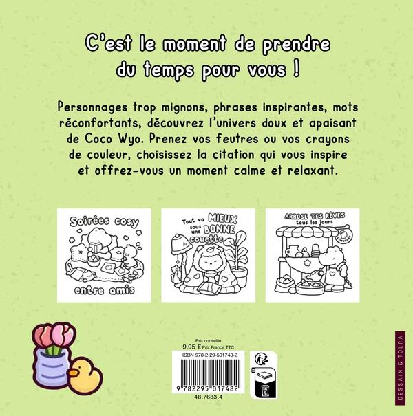 Quatrième de couverture de « PETITS MOTS COSY - COCO WYO - COLORIAGES MIGNONS ET COCOONING - COSY COLO »