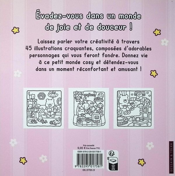 Quatrième de couverture de « COCO WYO - MOMENTS COSY ENTRE AMIS - COLORIAGES MIGNONS ET COCOONING - COSY COLO »