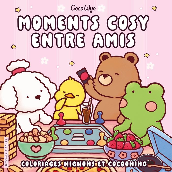 Couverture du livre « COCO WYO - MOMENTS COSY ENTRE AMIS - COLORIAGES MIGNONS ET COCOONING - COSY COLO », librairie Les Contes Infusés à Corte